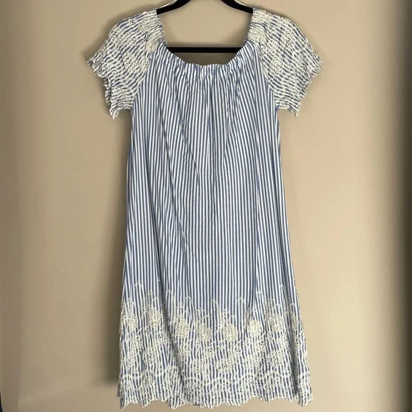 Luxology Dresses | Luxology Blue and White Striped Dress with Lace | Color: Blue/White | Size: 6 | Brooooke810'S Closet